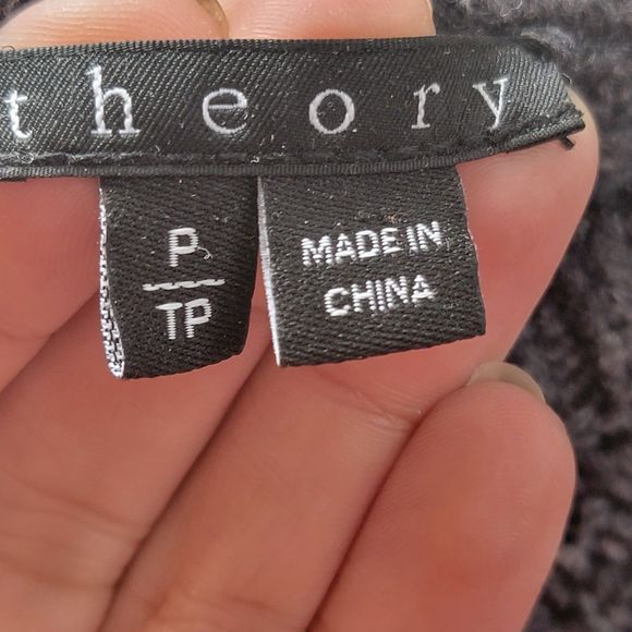 Theory Wool Two Tone Gray Black Long Sleeve Crew Neck Sweater Small P - Picture 6 of 10